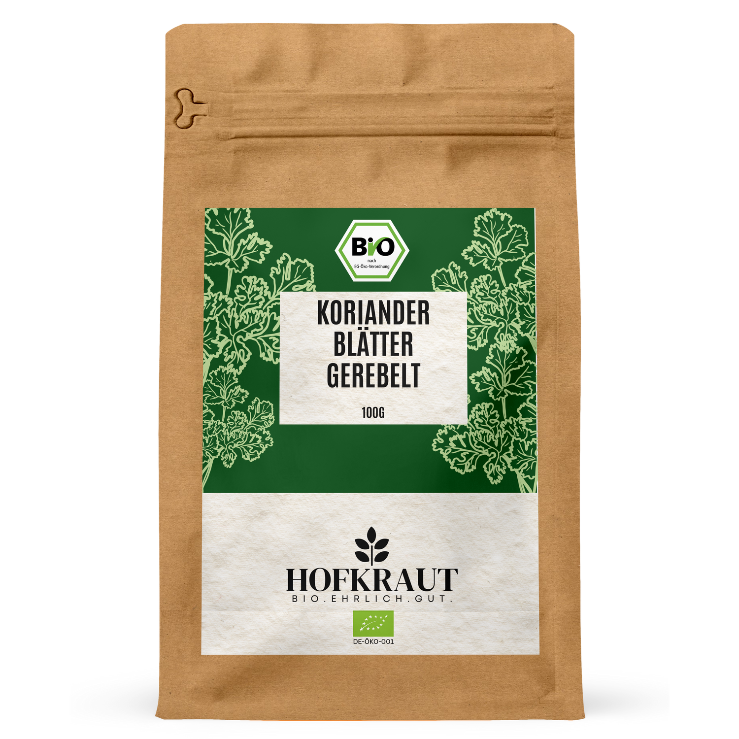 Bio Korianderblätter gerebelt 100g in wiederverschließbarem Kraftbeutel