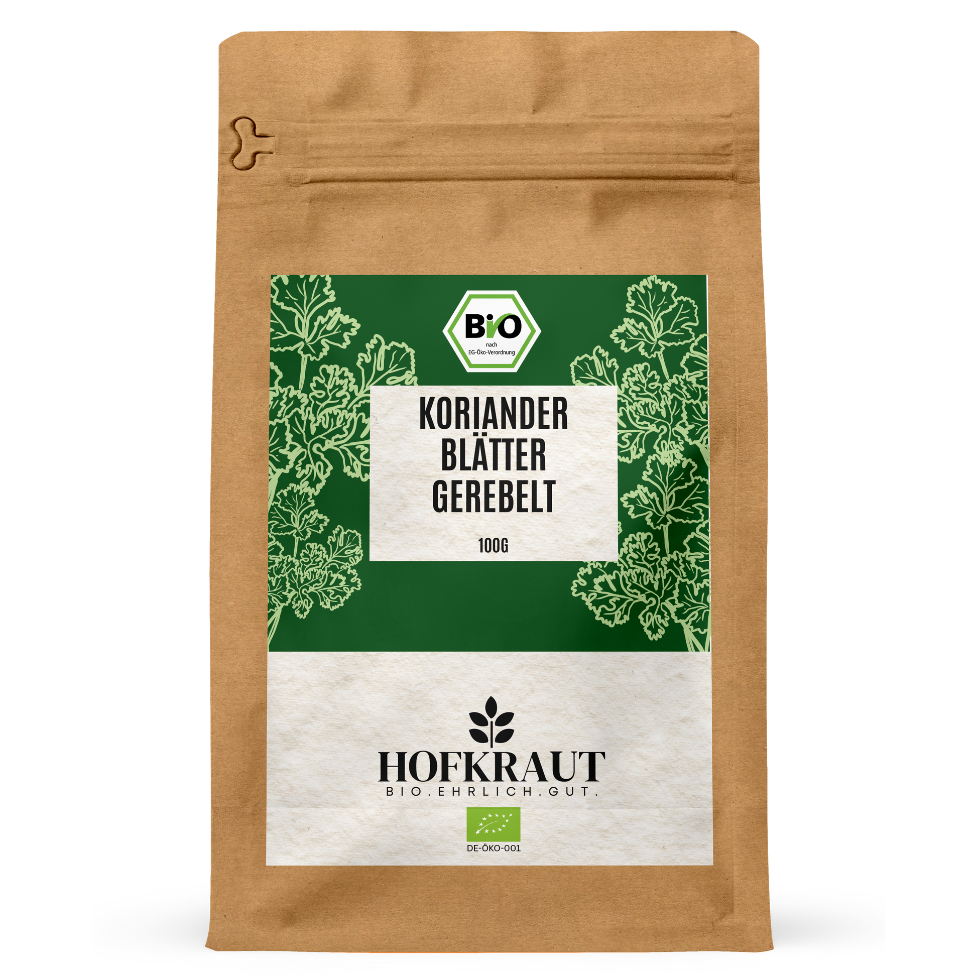 Bio Korianderblätter gerebelt 100g in wiederverschließbarem Kraftbeutel