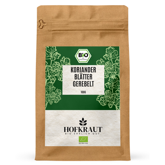Bio Korianderblätter gerebelt 100g in wiederverschließbarem Kraftbeutel