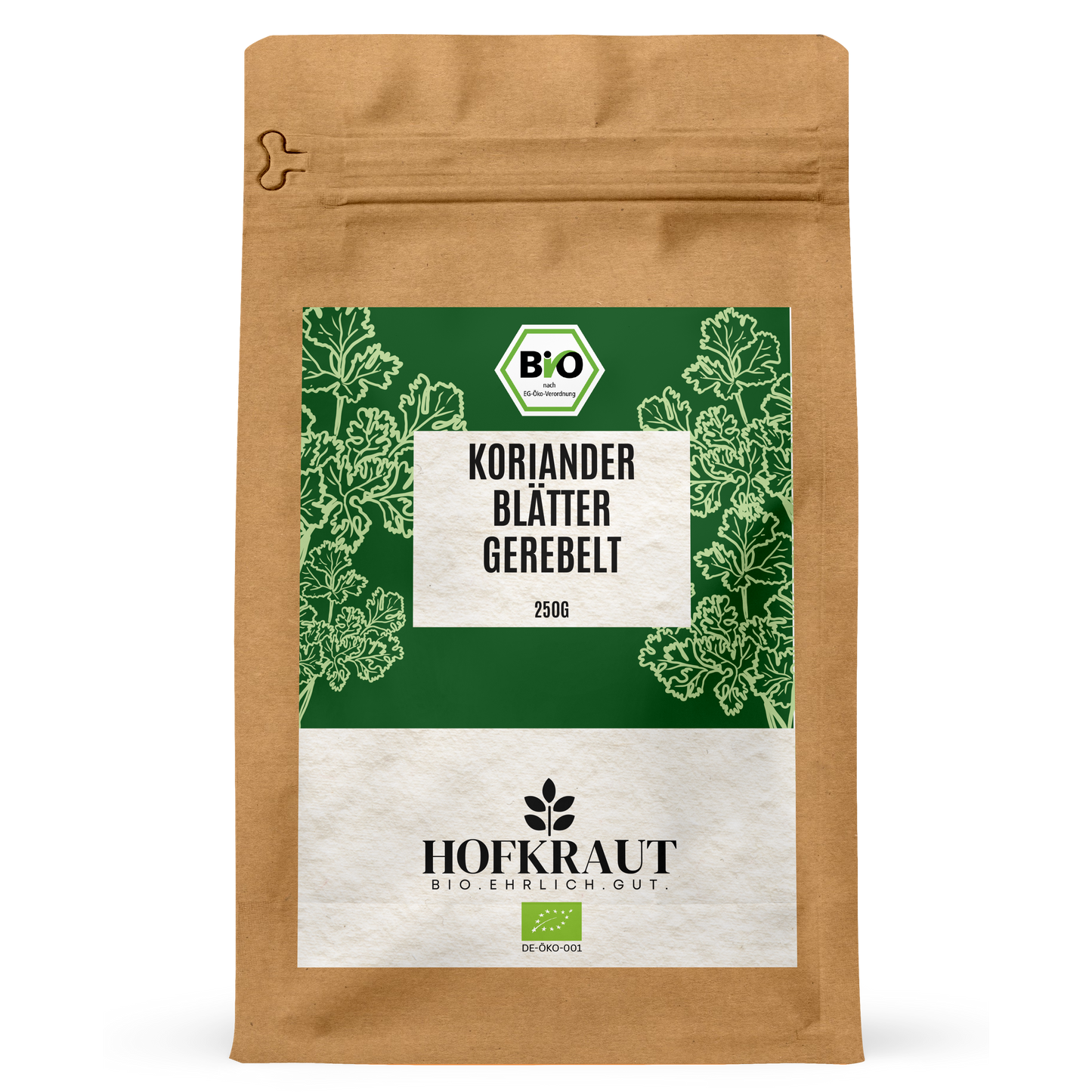 Bio Korianderblätter gerebelt 250g in wiederverschließbarem Kraftbeutel