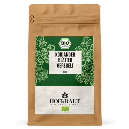 Bio Korianderblätter gerebelt 250g in wiederverschließbarem Kraftbeutel