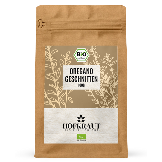Hofkraut Bio Oregano geschnitten 100g in wiederverschließbarem Kraftbeutel