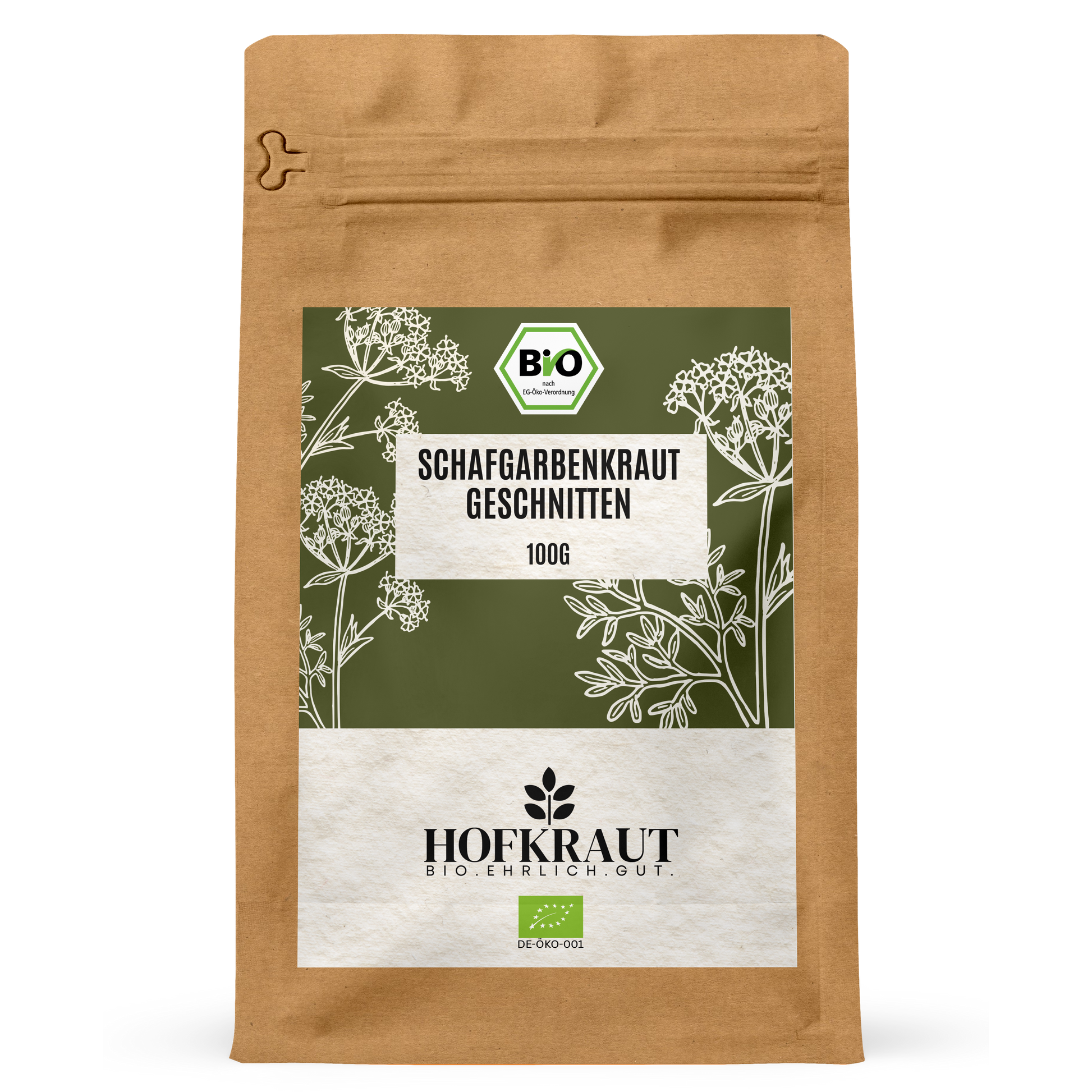 Hofkraut Bio Schafgarbenkraut geschnitten 100g in wiederverschließbarem Kraftbeutel