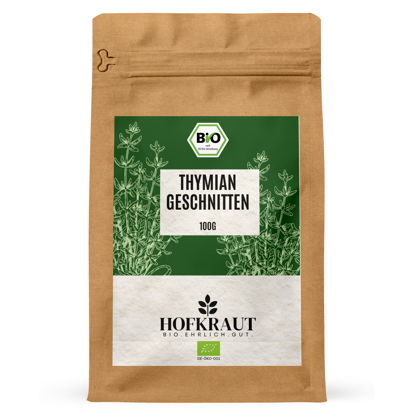 Hofkraut Bio Thymian geschnitten 100g in wiederverschließbarem Kraftbeutel