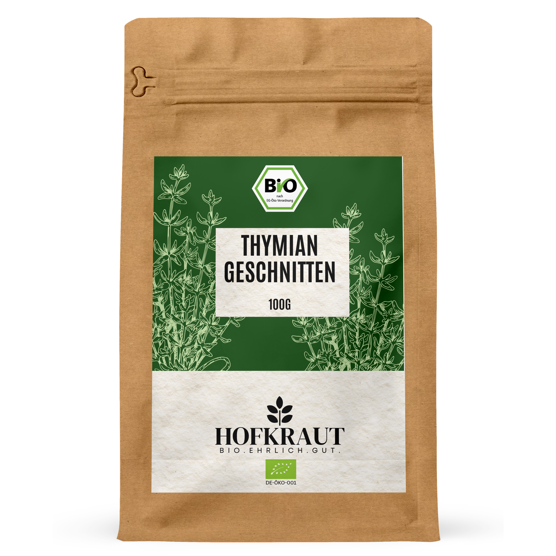 Hofkraut Bio Thymian geschnitten 100g in wiederverschließbarem Kraftbeutel
