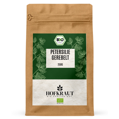 Hofkraut Bio Petersilie gerebelt 250g in wiederverschließbarem Kraftbeutel