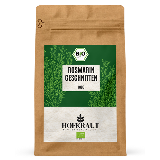 Hofkraut Bio Rosmarin geschnitten 100g in wiederverschließbarem Kraftbeutel