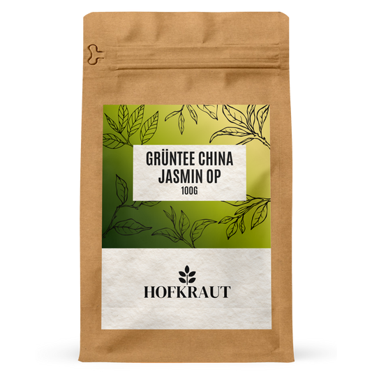 Hofkraut Grüntee China Jasmin OP 100g in wiederverschließbarem Kraftbeutel