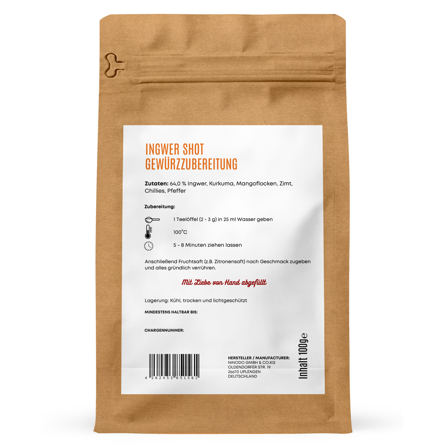 Ingwer Shot Gewürzzubereitung